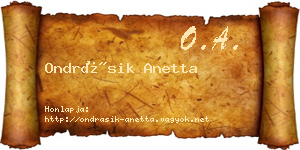 Ondrásik Anetta névjegykártya